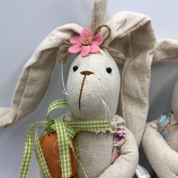 Vigor International Shelf Sitters Set of 2 Stuffed Display Easter Bunny Rabbits - Picture 6 of 12